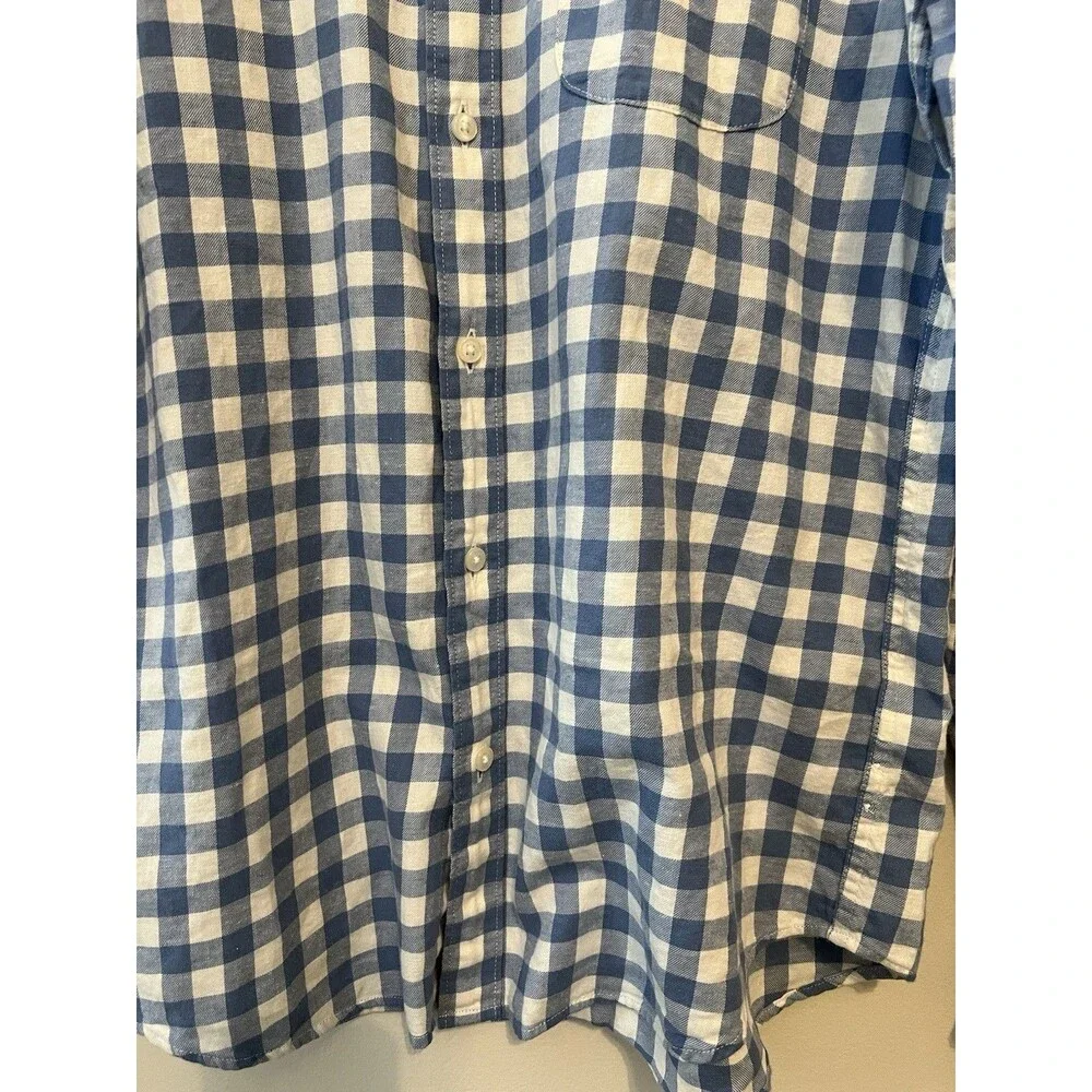 J.Crew Men's Slim Fit Gingham Long Sleeve Button-Down Shirt blue and white Med